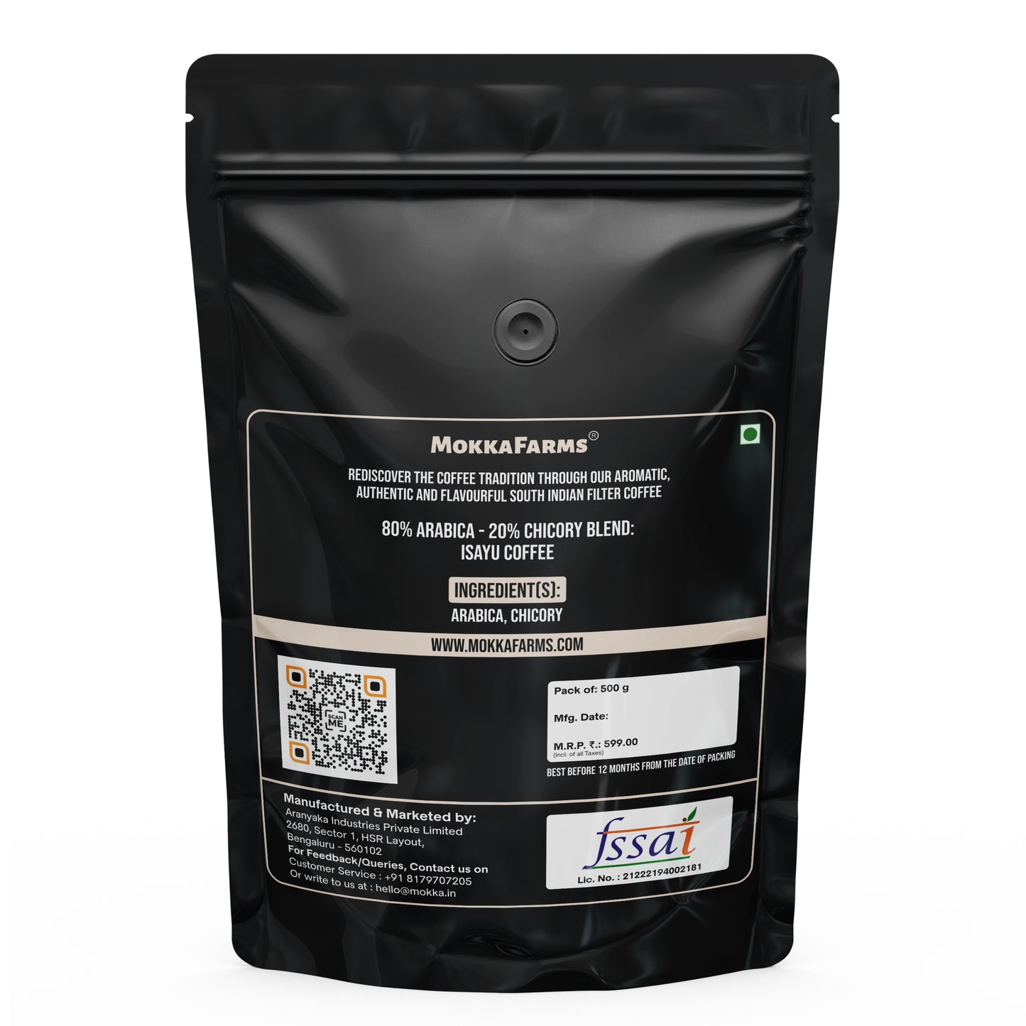 MokkaFarms Traditional South Indian Filter Coffee - Isayu Coffee | 80% Arabica - 20% Chicory Blend | Freshly Roast & Ground, Strong & Flavorful | Farm to Fork | One-way Valve Zip-lock Bag |