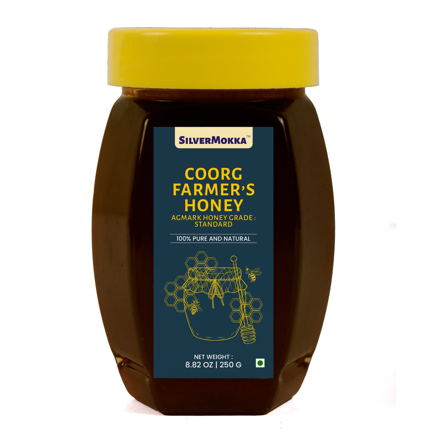 SilverMokka Authentic Coorg Farmers' Honey | AGMARK Certified Standard Honey | Farmers' Cooperative Society Honey | Kodagu, Karnataka, India |