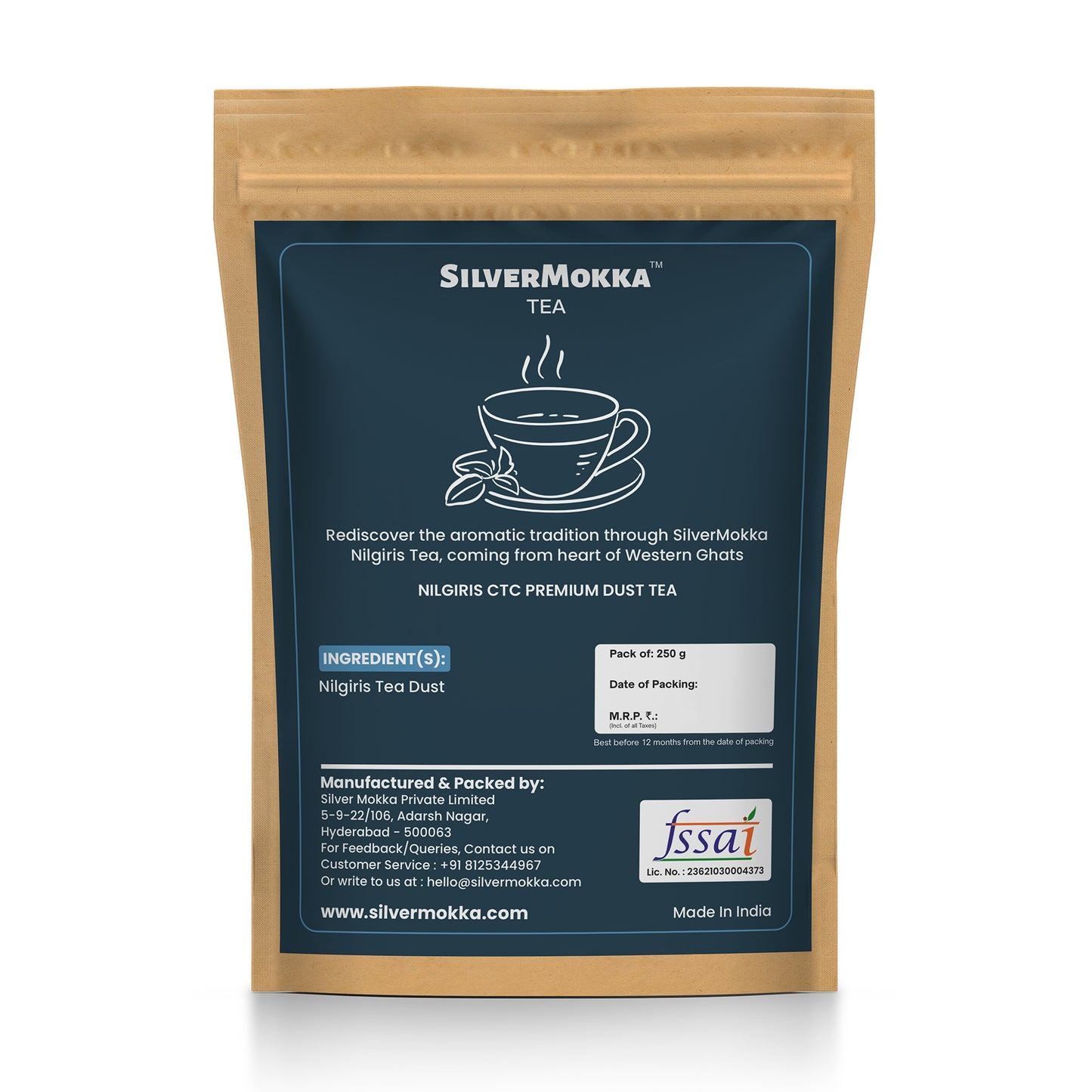 SilverMokka Original Nilgiri Tea | Single Origin Tea | Nilgiri Dust Tea | Strong, Aromatic, Flavorful | CTC Premium Dust Tea
