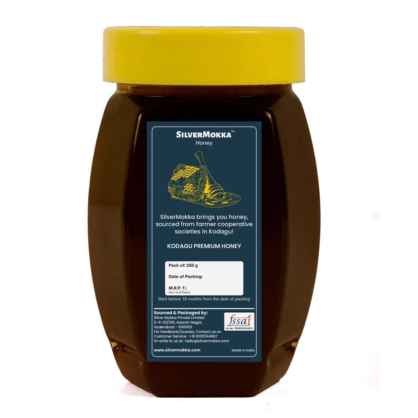SilverMokka Kodagu Premium Honey | Artisan Farmer Grown Bee-hive Honey | Small-scale Farmers | Estate Honey | Coorg/ Kodagu, Karnataka, India | Sealed PET Bottle |