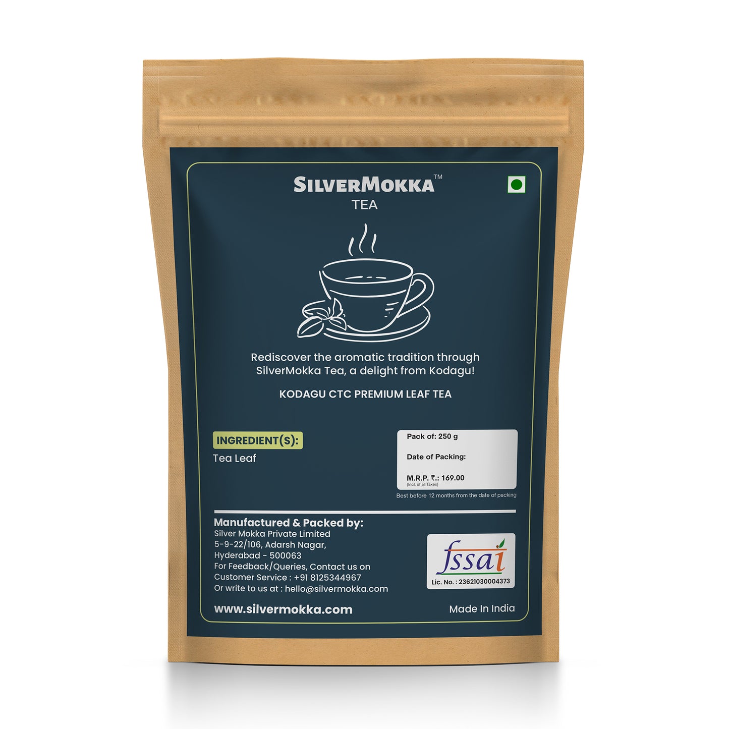 SilverMokka Original Kodagu Tea | Single Origin Tea | Kodagu Leaf Tea | Strong, Aromatic, Flavorful | CTC Premium Leaf Tea