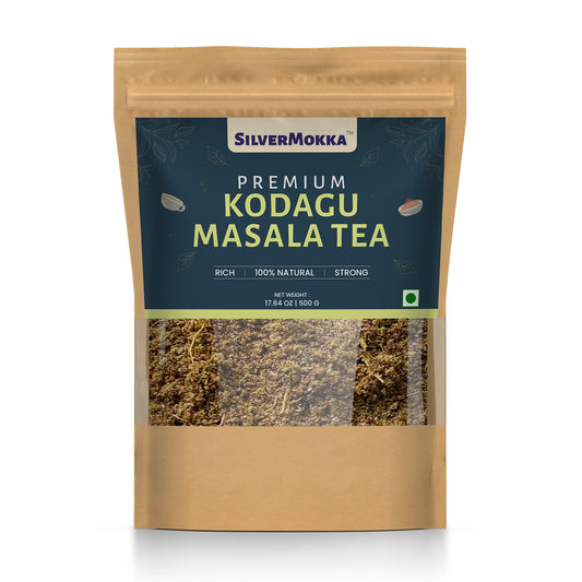 SilverMokka Premium CTC Kodagu Masala Tea | Authentic, Pure, Original 100% Kodagu Handpicked CTC Tea | Single Origin Tea | Strong, Aromatic and Flavorful Spices Mixed Tea | Zip-lock Pouch/Bag