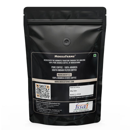 MokkaFarms Traditional South Indian Filter Coffee - 100% Pure Arabica | 0% Chicory | Fresh Roast & Ground, Pure, Rich, Flavor, Aroma | Farm to Fork, Estate Coffee | One-way Valve Zip-lock Bag |