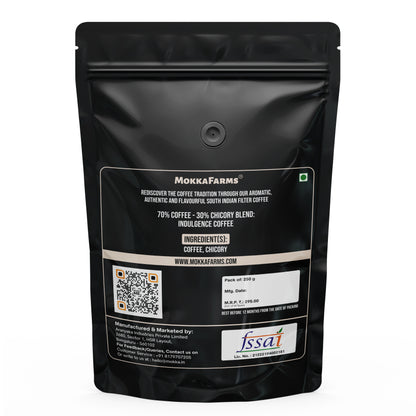 MokkaFarms Traditional South Indian Filter Coffee - Indulgence Coffee | 70% Coffee, 30% Chicory | Fresh Roast & Ground, Strong, Flavour | Farm to Fork, Estate Coffee | One-way Valve Zip-lock Bag |