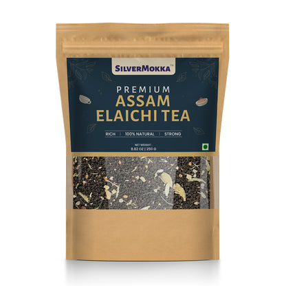 SilverMokka Premium CTC Assam Elaichi/ Cardamom Tea | Authentic, Pure 100% Assam CTC Tea | Aromatic, Flavourful and Strong Tea | Second Flush Tea